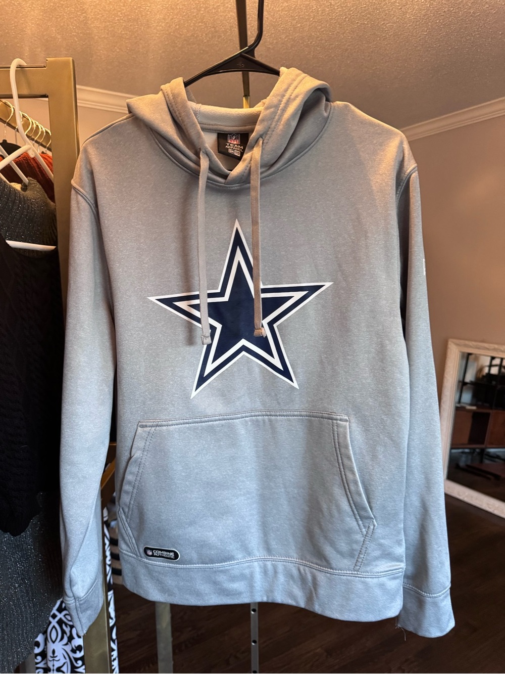 NFL Men's Gray Hoodie with Navy Star Logo